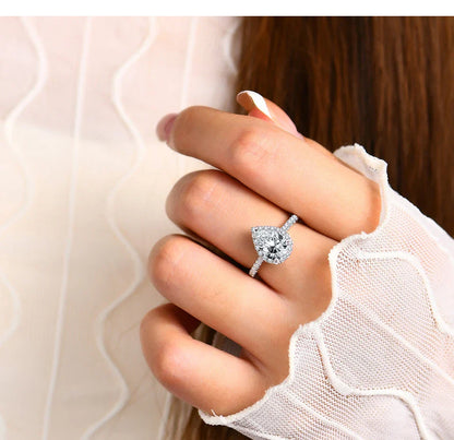 Bague ATTAGEMS en moissanite de luxe, taille poire, 2,0 carats, couleur D, VVS1, en argent sterling 925 véritable pour femme, cadeau de fiançailles ou de mariage