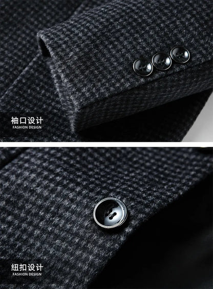Autumn Winter New Fashion Men's Simple  Casual Business Trendy Loose Cotton Suit Blazers Male Houndstooth Coats Tops Clothes