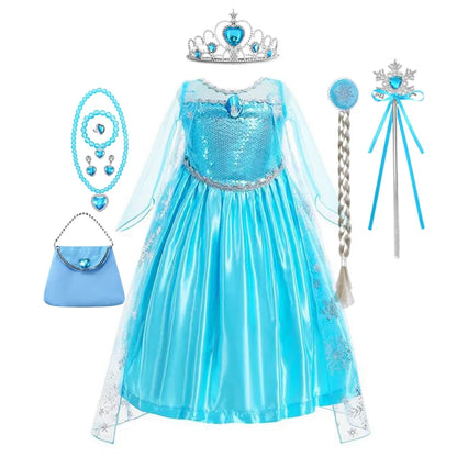 Elsa Dress for Girls Birthday Kids Halloween Carnival Easter Party Dress Up Girls Anna Costume