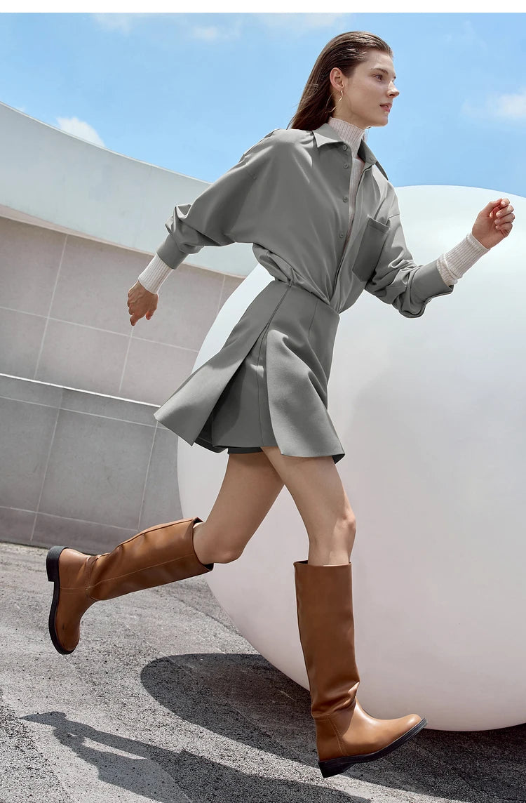 Minimalism Casual Shorts Skirts Women High Rase 2024 Autumn New Fashion Commuter Lady Straight Blazer A-Line Skirt 12343035