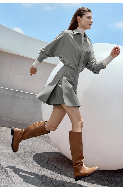 Minimalism Casual Shorts Skirts Women High Rase 2024 Autumn New Fashion Commuter Lady Straight Blazer A-Line Skirt 12343035