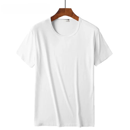 2 Piece Lots 95% Bamboo Fiber T Shirt Men Short Sleeve Tee Solid Color Summer Tops Plain Tshirt Crew Neck White Gym Clothing New