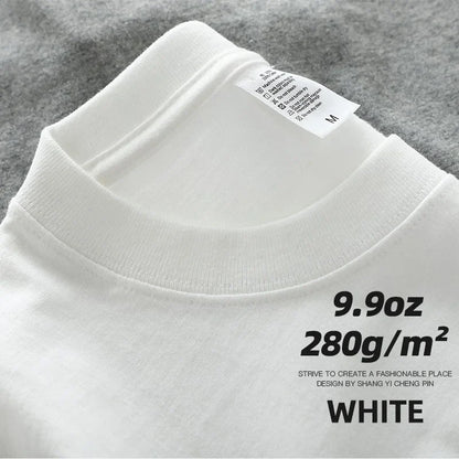 Men's Oversized T-Shirt 9.9oz 280 Grams Heavy High Quality Short Sleeve Cotton Tee Solid Color Unisex Streetwear