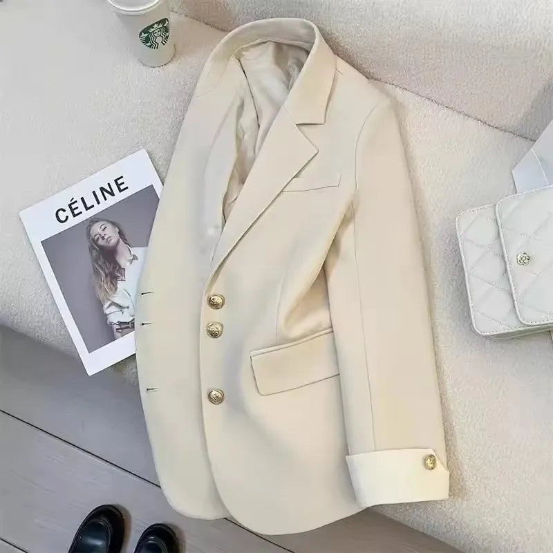 2025 Fashion Ladies Blazer Women Coat Spring Autumn Green Black Khaki Long Sleeve Female Business Work Wear  Formal Jacket