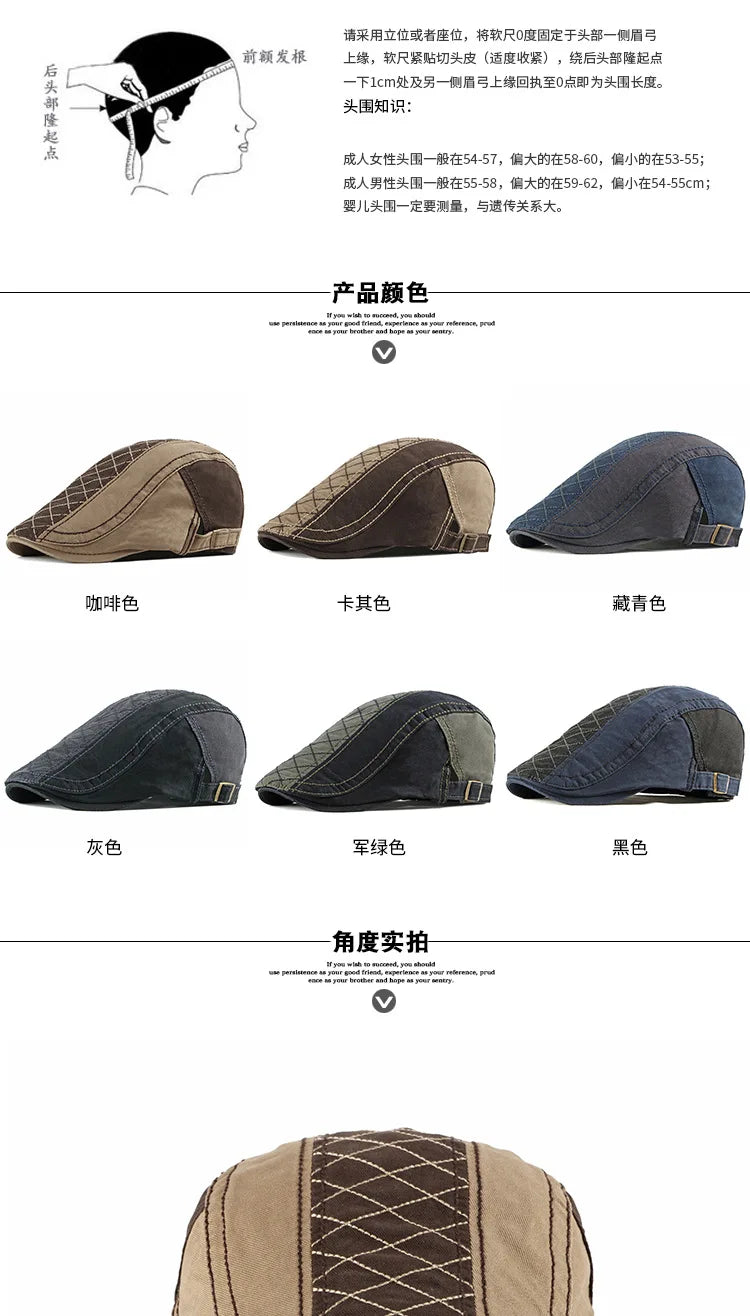 Men Women Beret Spring Autumn Cotton Flat Cap Ivy Gatsby Newsboy Hat Fashion Adjustable Vintage Cabbie Hats