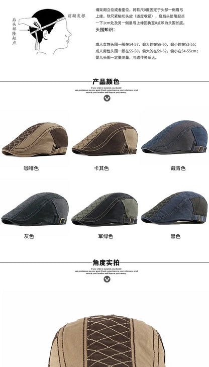 Men Women Beret Spring Autumn Cotton Flat Cap Ivy Gatsby Newsboy Hat Fashion Adjustable Vintage Cabbie Hats