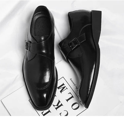 Buckle Designer Big Size Dress Shoes for Men Spring Autumn Solid Color Cow Leather Shoes Male Fashion Business Casual Shoe Man