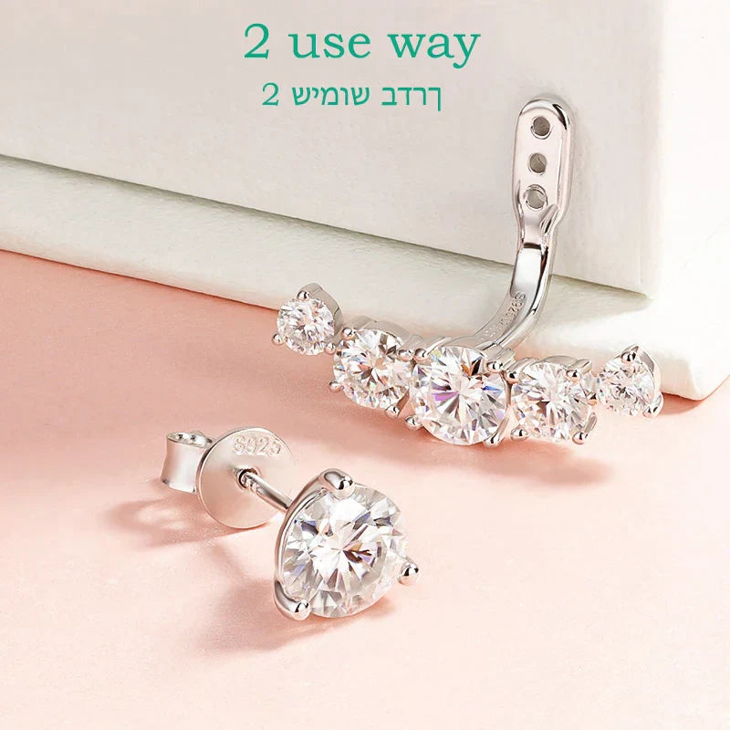4.6CTTW Full Moissanite Stud Earrings for Women Sparkly Simulated Diamond S925 Sterling Silver Ear Jewelry Christmas Gift