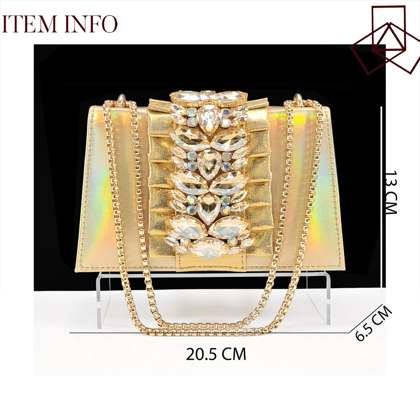 Spot goods INS Gold Color Elegant Women Heels Shoes and Bag Set Decoration Rhinestones Women High Heels Shoes