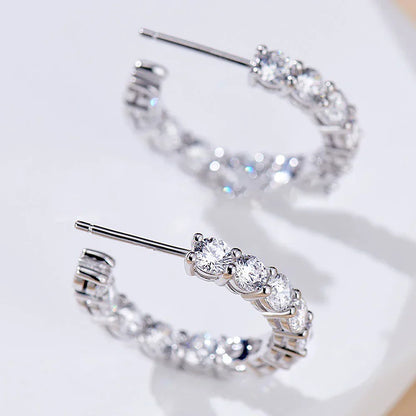 0.1carat All Moissanite Hoop Earrings D Color Sparkling Diamond Earring for Women 925 Sterling Silver Studs Fine Jewelry