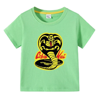 Cobra Kai Printed Summer Chlidren' T-shirt Boys Girls O-Neck Short Sleeve Tees Kids Pure Cotton Clothing Baby Boys Gift