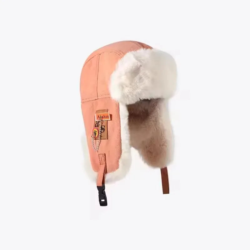 Winter Ushanka Hat Men Women's Pilot Aviator Trapper Hat Faux Fur Leather Snow Cap with Ear Flaps Pilot Winter Trapper Hat