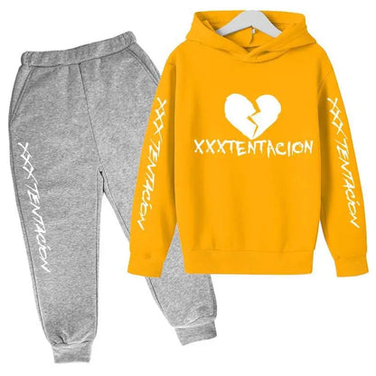 Kids Spring Hip Hop Star Print Tracksuits 4-14 Year Boys Girls Fashion Streetwear rap Hoodie+Pants Outfits Sets Children Clothes