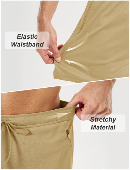 Men's Athletic Running Shorts Mesh Quick Dry Lightweight 5 inches Drawstring Gym Workout Shorts with Zipper Pockets