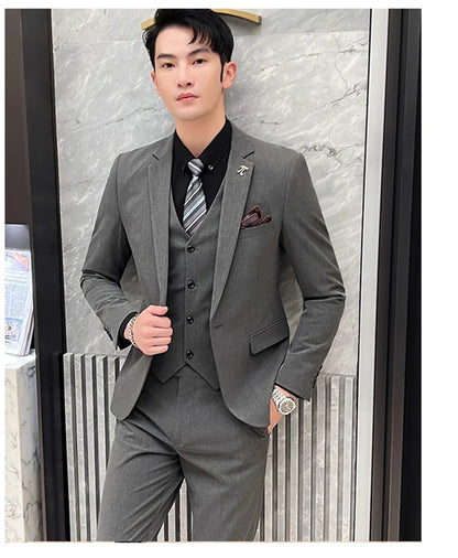 S-5XL Jacket Vest Pants Boutique Solid Color Casual Business Office Slim Mens Suit Groom Wedding Gown Blazer Waist Coat Trousers