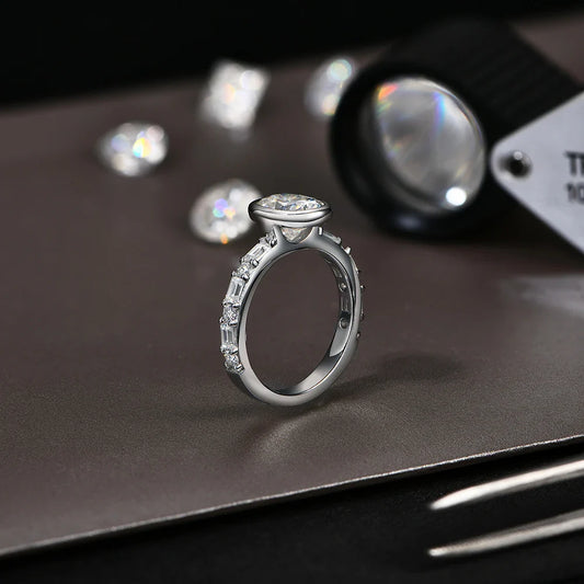 Bagues Moissanite taille ovale de qualité supérieure 2.0CT pour femmes, bague de fiançailles en argent sterling 925, cadeau de bijoux avec certificat