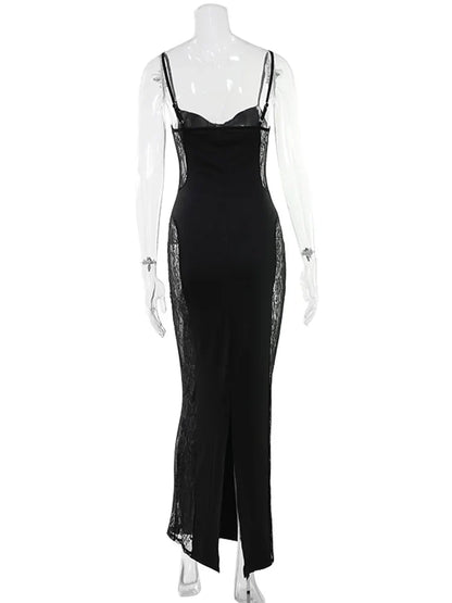 Eelgant Straps Women's Dresses Patchwork Lace SheathSolid Camisole Sleeveless Party Trend Fashion Female Vestidos Robes