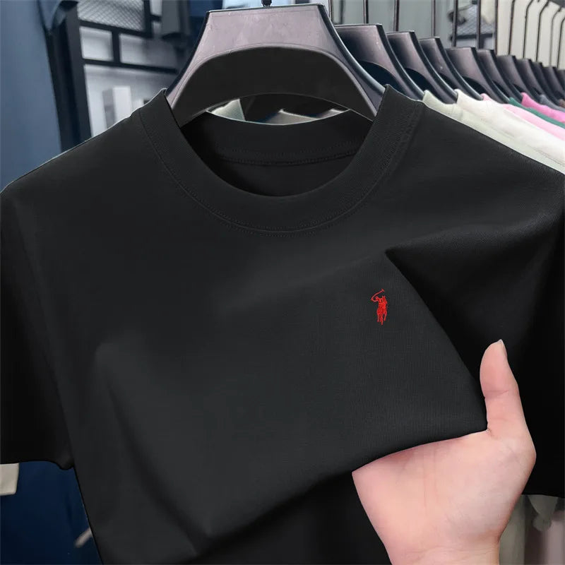 100% cotton high-end short sleeve T-shirt summer designer brand pony embroidery round neck top fashion casual golf men's wear