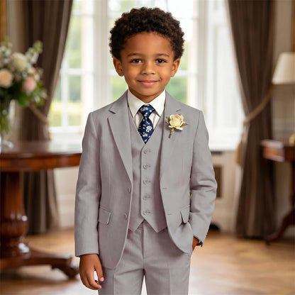 SHIP TODAY Linen 4-Piece Suit Set for Boys Children Formal Suit Attire Jacket Vest Pants Tie Luxury Kids Summer Wedding Suits