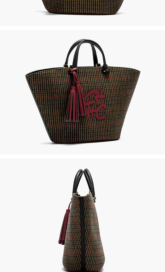 Women's Tote Bag 2025 New Retro Plaid Handbag Large Capacity Commuter Women's Bag
