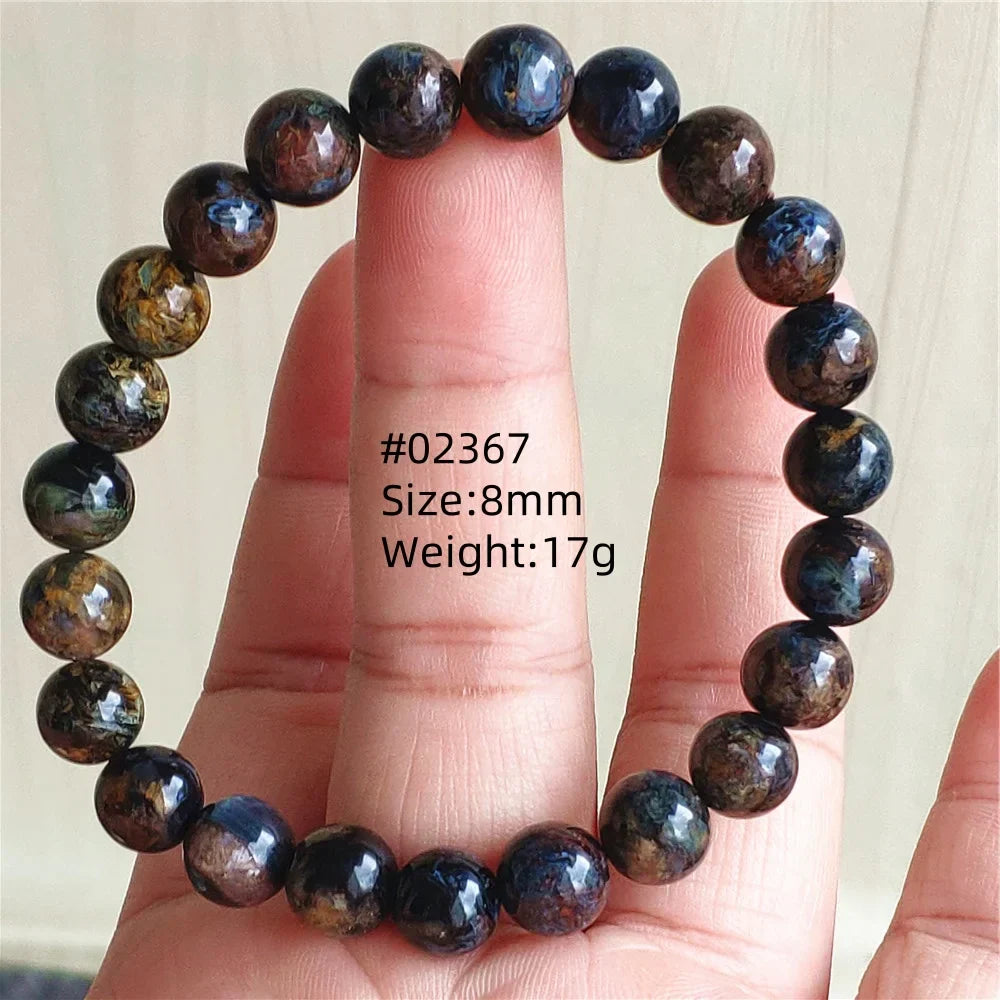 Natural Blue Pietersite Bracelet Women Men Beads Round Beads Chatoyant Cat Eye Fire Pietersite Namibia AAAAAA
