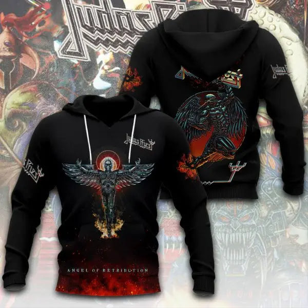 Rock band Judas Priest retro 3D printed men's and women's sports shirts, street long sleeved pullovers, American sweatshirts