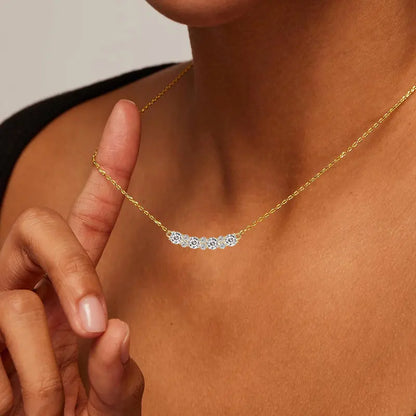 GRA Certified Full Moissanite Smile Pendant Necklace for Women 925 Sterling Silver Clavicle Chain Jewelry Gift Collares