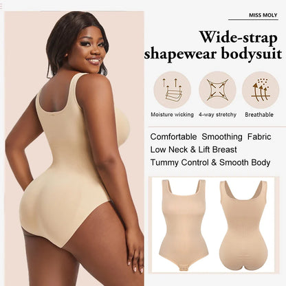 Plus Size Women's Briefs Bodysuit Butt Lifter Wide Shoulder Straps Shapewear Smooth Body Tummy Control Body Shaper XL-5XL New in