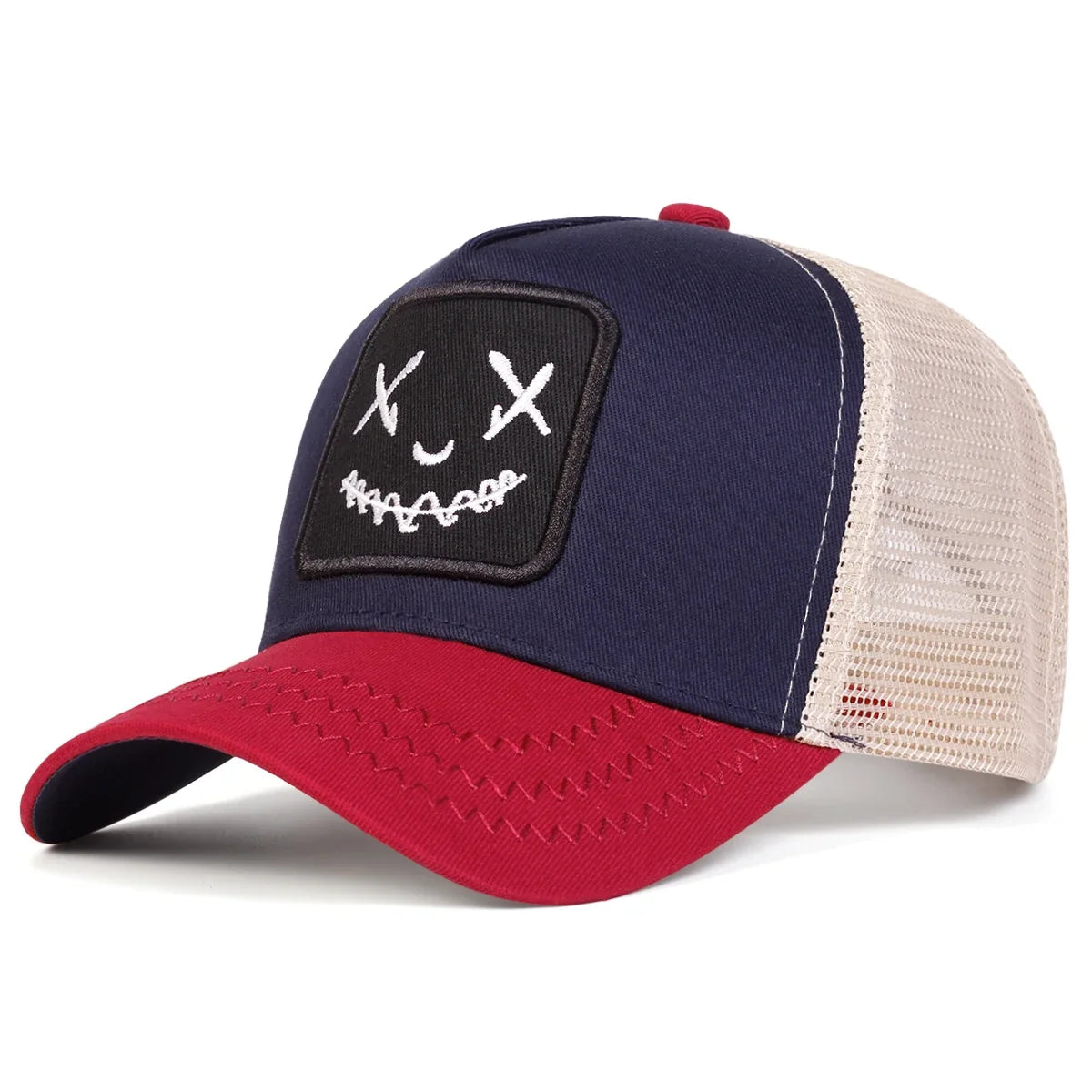 Unisex Ghost Face Embroidery Baseball Net Caps Spring and Summer Outdoor Adjustable Casual Hats Sunscreen Hat