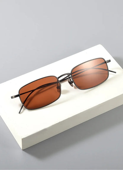 Top Quality Pure Titanium UV400 Protection Small Square Women Sunglasses Brand Ultra-light Rectangular Man Sun Glasses Eyewear