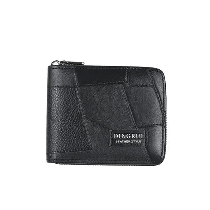 New style wallet for men and women, long single zipper handbag, fashionable and retro patchwork, large capacity purse, loose cha