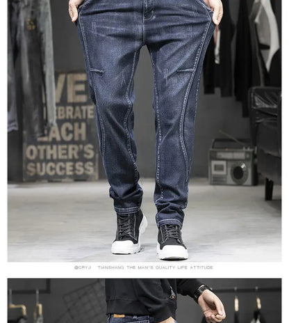 Summer Designer Clothes High Quality Punk Harajuku Fashion Casual Plus Size Slim Fit Denim Jeans for  2024 Cowboy Pants for Men