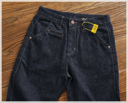 Color fixing process plain wash denim pants men's straight cone four seasons can wear casual pants tide