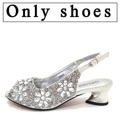 Summer Sandals for Party and Weddings Peep-Toe Bridal Shoes Women 2023 Comfortable Shoes and Bag Set for Lady