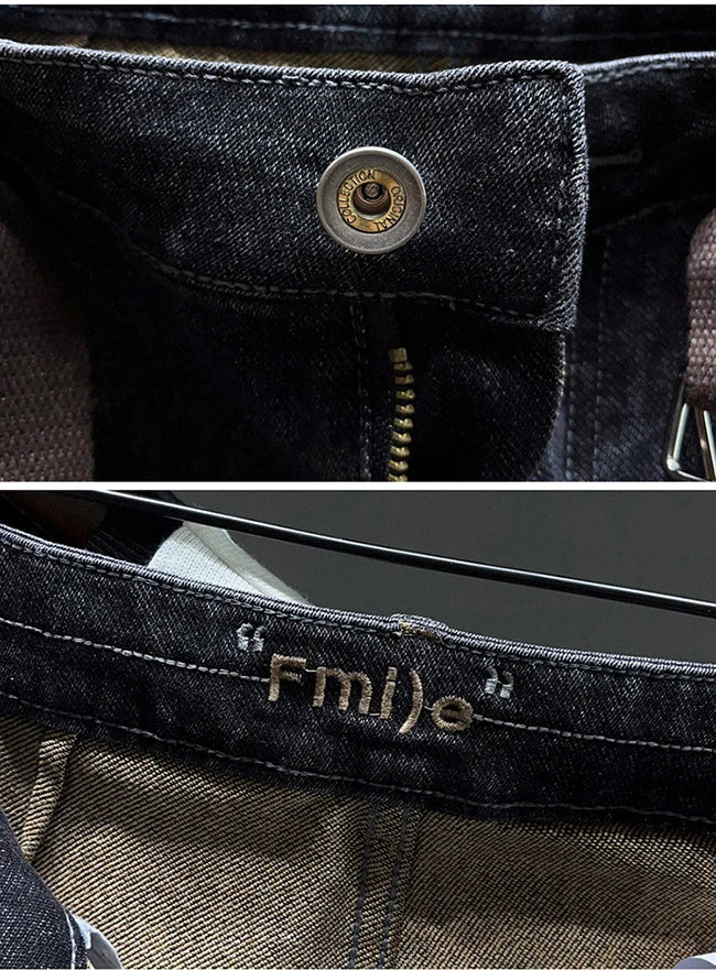 Tapered Jeans for Men's Clothing Autumn New Fashion Embroidered Korean Harem Pants Casual Stretch Black Denim Trousers