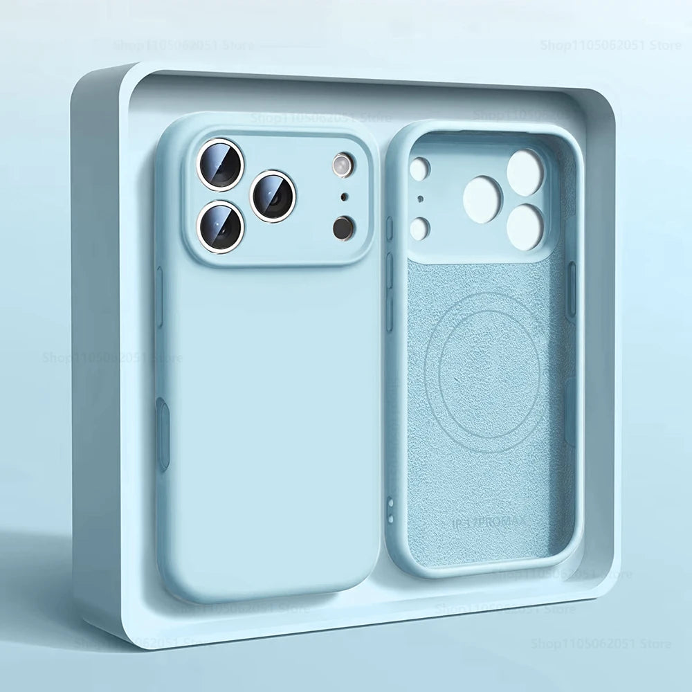 Magnetic Original Liquid Silicone Phone Case For iPhone 17 16 15 14 13 Pro Max 17Pro Air For Magsafe Wireless Cases Soft Cover