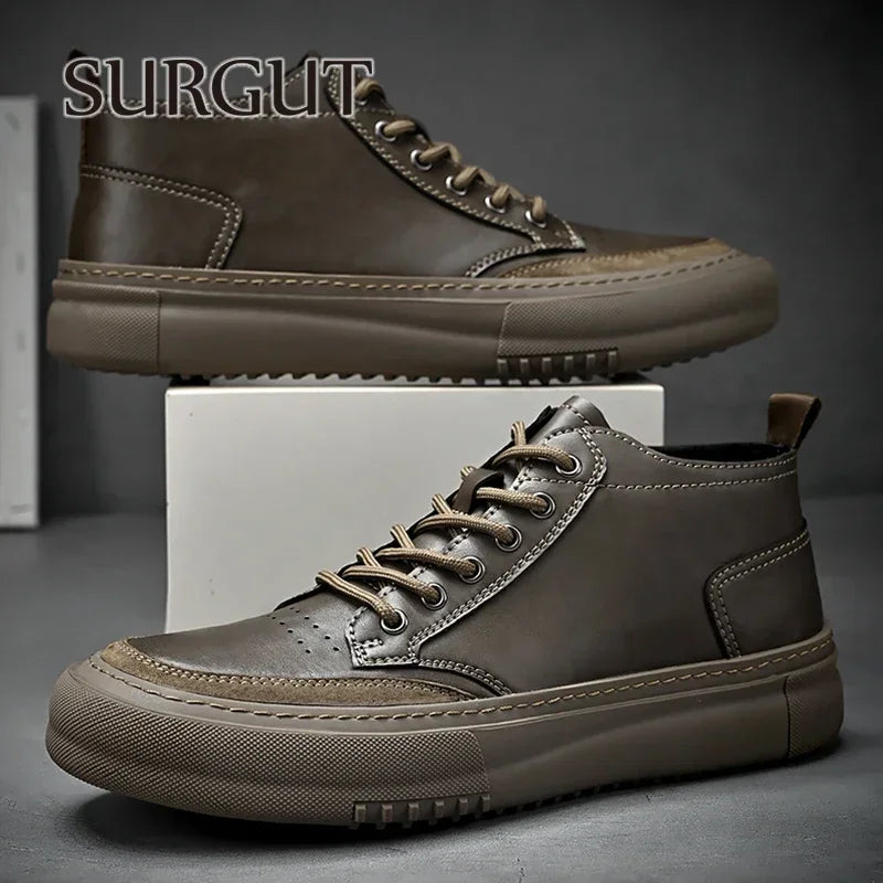 Autumn Winter New Luxury Men's Leather Shoes Comfortable Oxford Fashion Walking Shoes Non-slip Rubber Sole Man Shoes