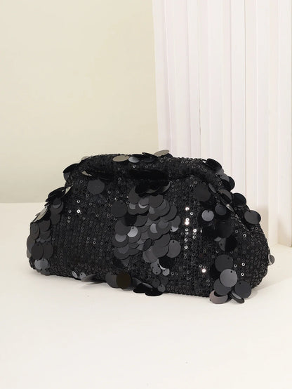 Dinner bag Fashion sequin messenger bag Women's simple handbag, large sequin clutch bag Versatile chain shoulder messeng  bag