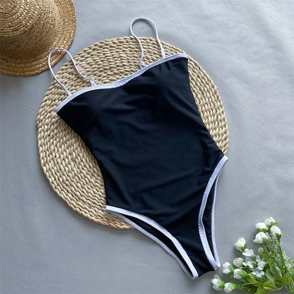 2025 New Sexy Splicing High Leg Cut Women Swimwear One Piece Swimsuit Female Monokini Padded Bather Bathing Suit Swim K5622
