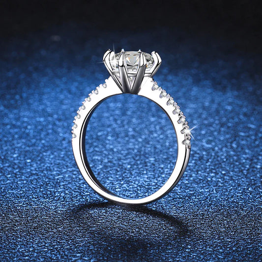 1ct 2ct Moissanite Wedding Ring 925 Sterling Silver Eternity Band Lab Diamond Bride Party Rings For Women Fine Jewelry