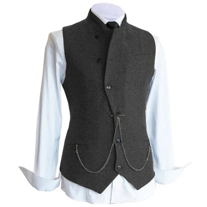 Men Vest Brown Solid Color Single Button Casual Business Waistcoat For Wedding Birthday Party Banquet Prom Set Men Suit Vest