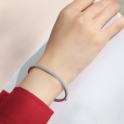 1.5mm 2.3CT All Moissanite Bangle for Women Luxury Quality Jewelry S925 Sterling Silver Bracelets Birthday Christmas Gift