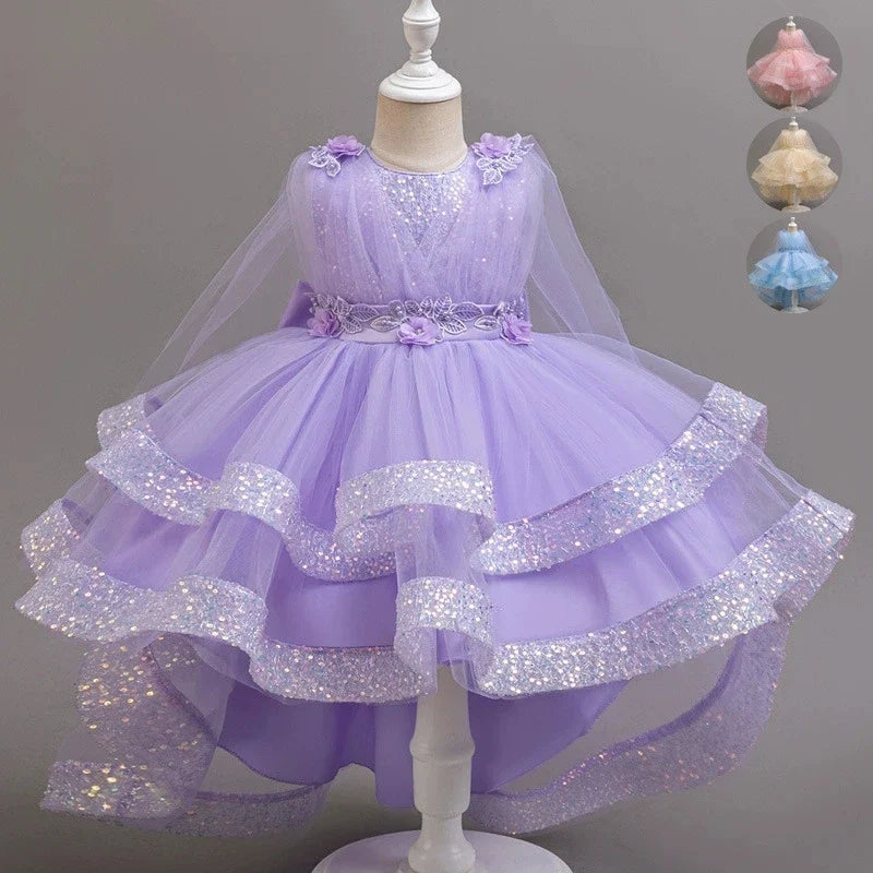 Fashion Solid Princess Dress Girls Lace Mesh Sleeveless Flower Girl Dresses Summer Children Clothing Girls Dress 1-10 Years
