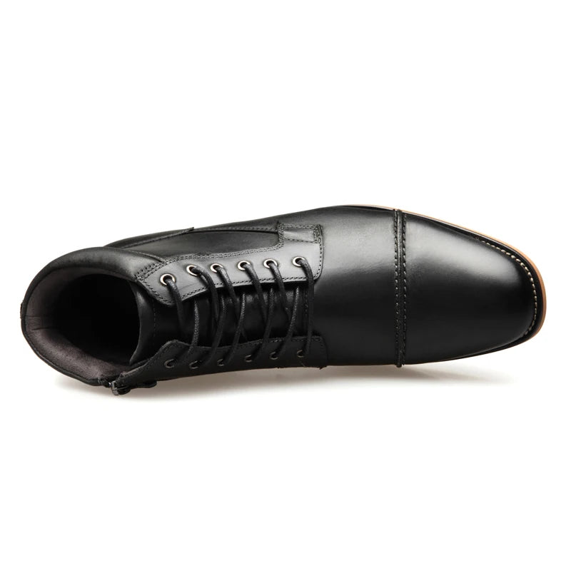 ZFTL New Men Ankle boots Handmade men Chelsea Genuine Leather Men boots Lace-up male Casual high-top boots big size 2025