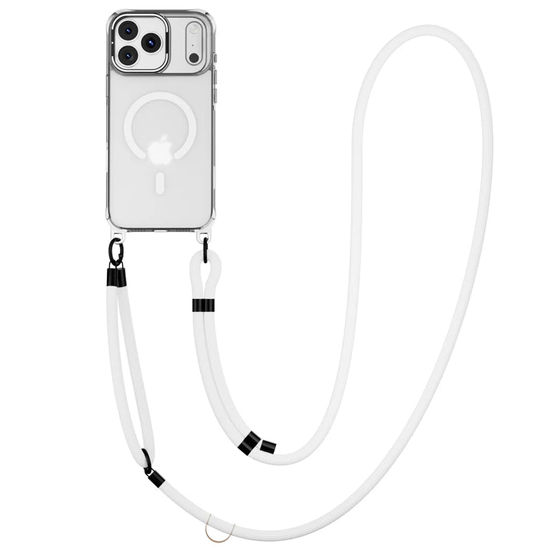 Metal Lens Stand Magnetic Case For iPhone 17 Air 16 Plus 15 14 13 Pro Max With Crossbody Lanyard Strops Heavy Duty Protection