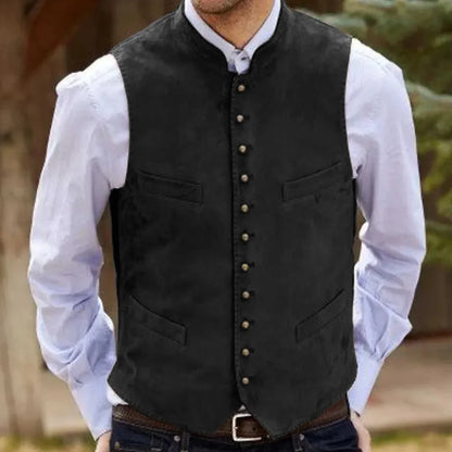 Men Vest Coffee Suede Velvet Single Button Waistcoat For Wedding Birthday Party Business Work Casual Daily Men Suit Vest