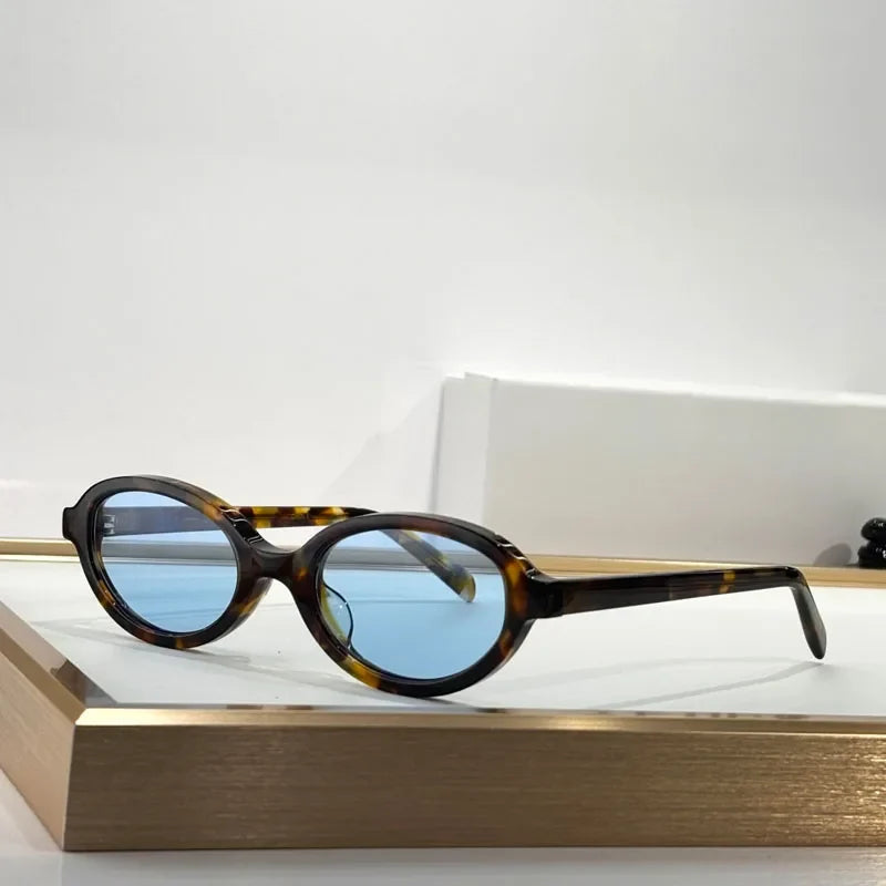 Luxury Small Oval Women's Sunglasses Handmade Acetate High Quality Original Brand Design UV400 Prescription Eyeglasses for Men