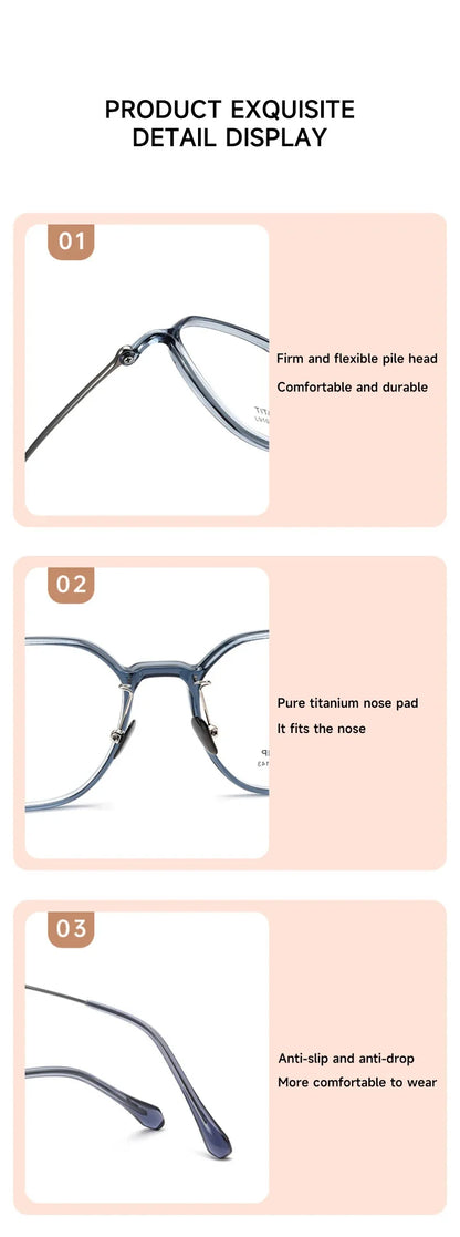 Geometric Personalized Polygonal Men's and Women's Simple Frames Blue Light Reading Glasses Customizable Prescription