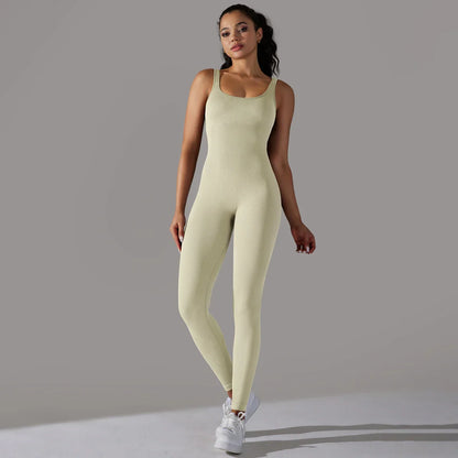 Fitness Sports Jumpsuit Screw Thread Sleeveless Bodysuit Women Seamless Set Full Seasons Casual Fitness Sporty Playsuit