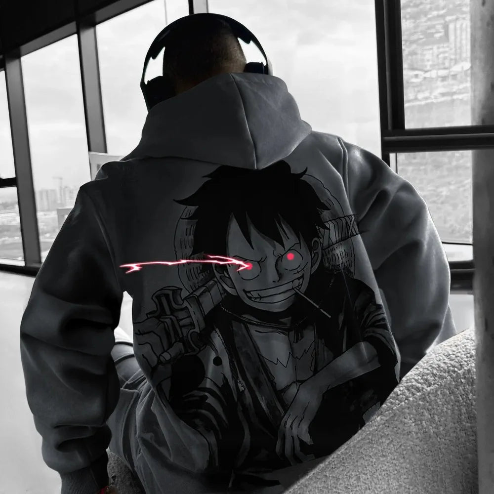 ONE PIECE Men's Hoodie Sweater Monkey D. Luffy Japanese Anime Summer Autumn New Boys Children's Long Sleeve Parent-Child Wear